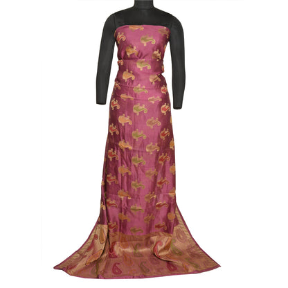 Sanskriti Vintage Mauve Indian Sarees 100% Pure Silk Woven Sari Craft Sustainable Fabric