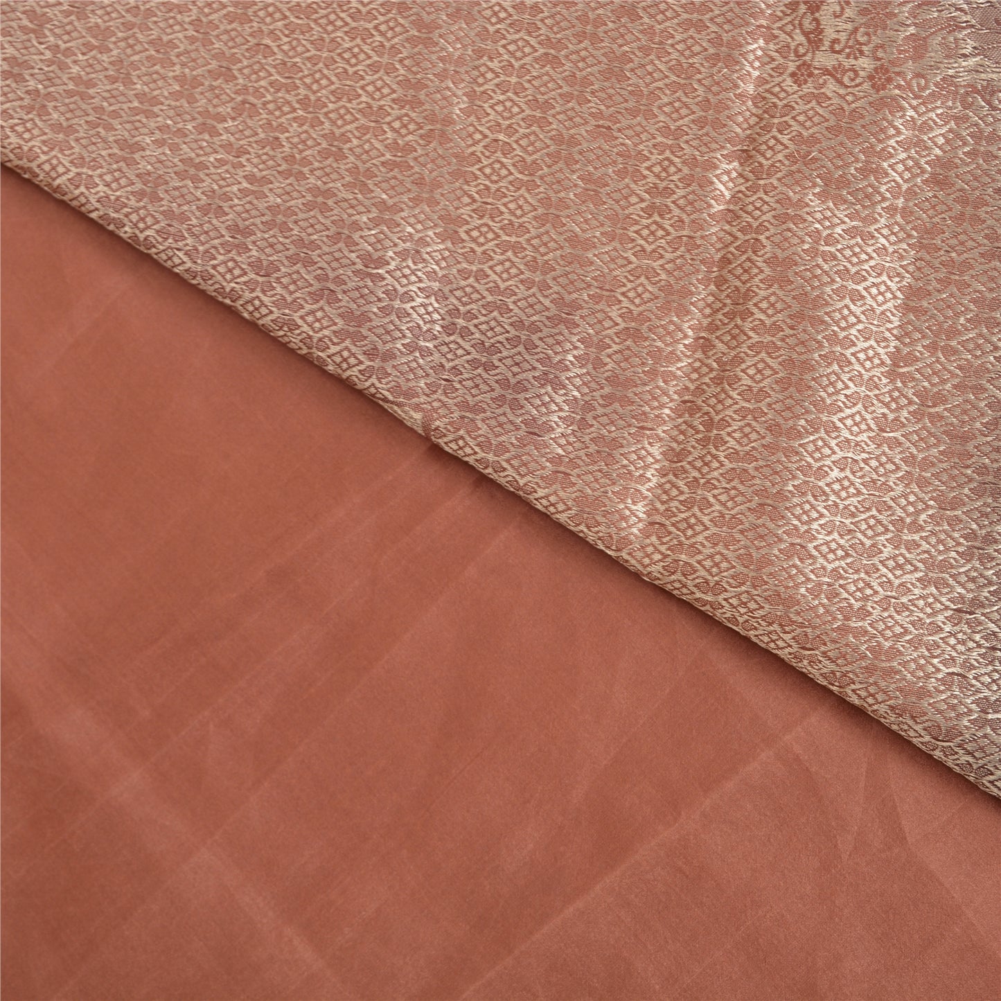 Sanskriti Vintage Dark Peach Sarees 100% Pure Silk Woven Baluchari Sari Sustainable Fabric