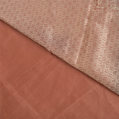 Sanskriti Vintage Dark Peach Sarees 100% Pure Silk Woven Baluchari Sari Sustainable Fabric