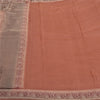 Sanskriti Vintage Dark Peach Sarees 100% Pure Silk Woven Baluchari Sari Sustainable Fabric