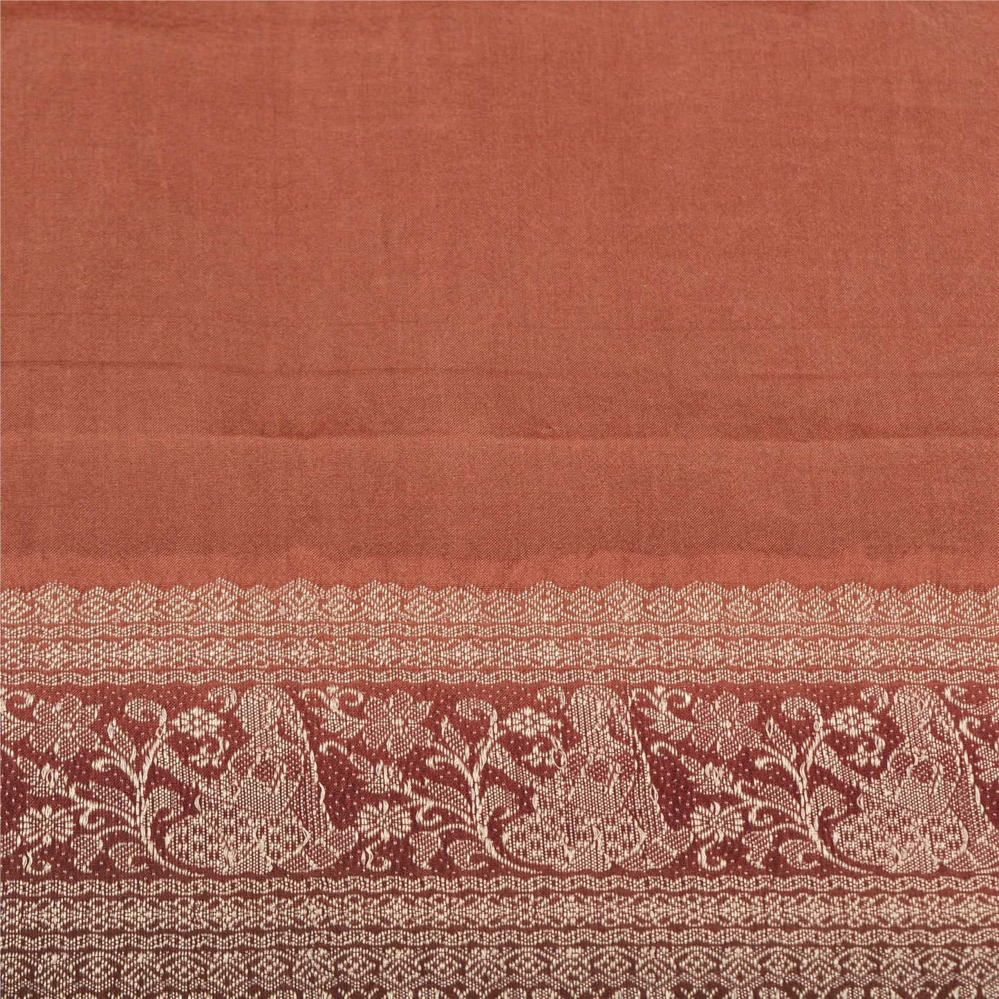 Sanskriti Vintage Dark Peach Sarees 100% Pure Silk Woven Baluchari Sari Sustainable Fabric