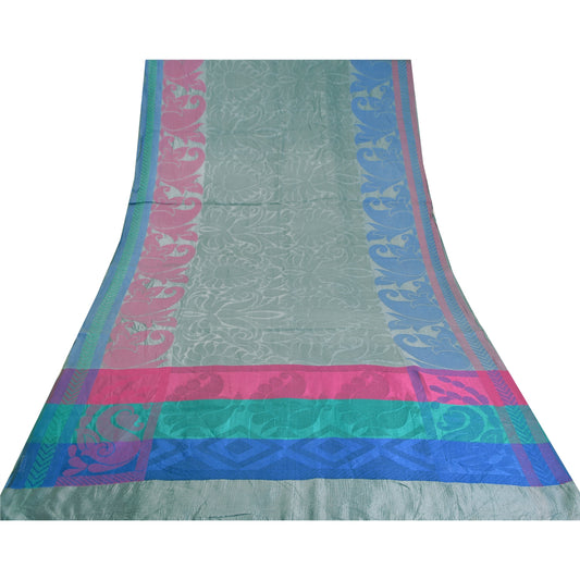 Санскритские винтажные разноцветные индийские сари 100% чистый шелк тканое сари 5 ярдов устойчивая ткань