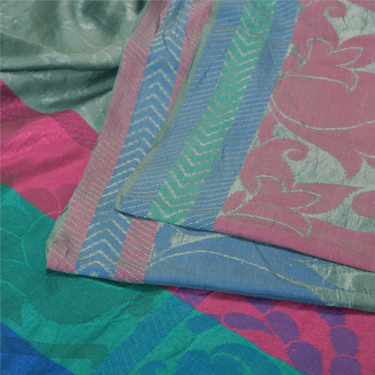 Санскритские винтажные разноцветные индийские сари 100% чистый шелк тканое сари 5 ярдов устойчивая ткань