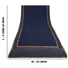 Load image into Gallery viewer, Sanskriti Vintage Blue Sarees Pure Georgette Silk Hand Beaded Kantha Sari Fabric
