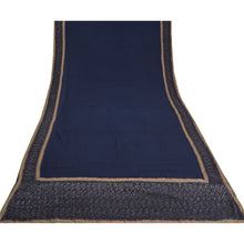 Load image into Gallery viewer, Sanskriti Vintage Blue Sarees Pure Georgette Silk Hand Beaded Kantha Sari Fabric
