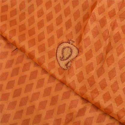 Sanskriti Vintage Saffron Sarees 100% Pure Silk Embroidered Sari Craft Sustainable Fabric