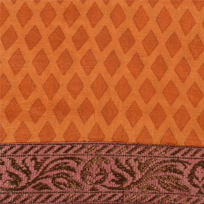 Sanskriti Vintage Saffron Sarees 100% Pure Silk Embroidered Sari Craft Sustainable Fabric
