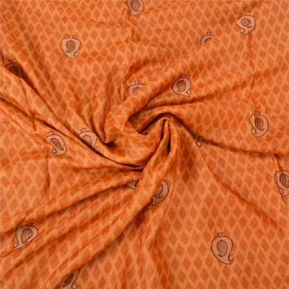 Sanskriti Vintage Saffron Sarees 100% Pure Silk Embroidered Sari Craft Sustainable Fabric