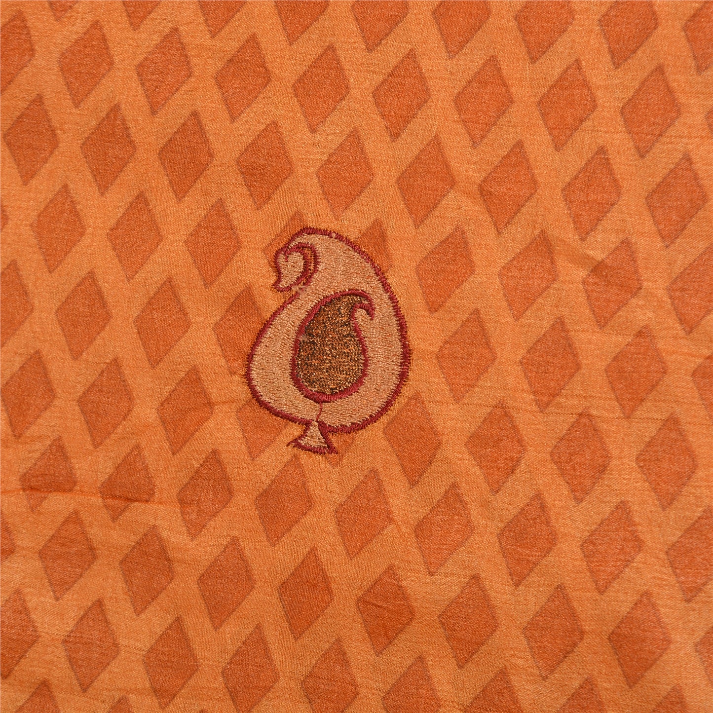 Sanskriti Vintage Saffron Sarees 100% Pure Silk Embroidered Sari Craft Sustainable Fabric