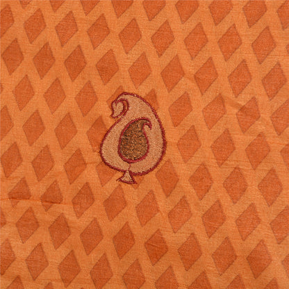 Sanskriti Vintage Saffron Sarees 100% Pure Silk Embroidered Sari Craft Sustainable Fabric
