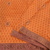 Sanskriti Vintage Saffron Sarees 100% Pure Silk Embroidered Sari Craft Sustainable Fabric