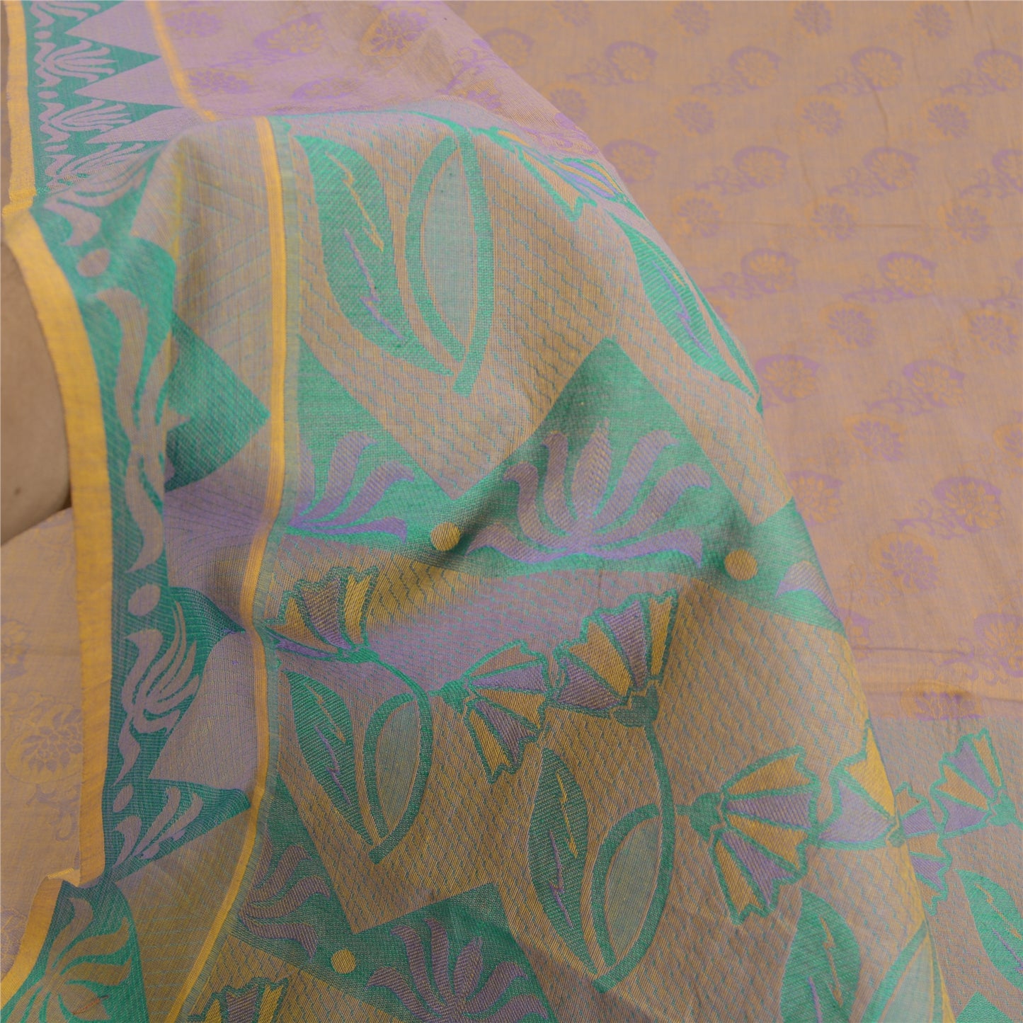 Sanskriti Vintage Pink Indian Sarees Cotton Silk Woven Sari 5 Yard Craft Sustainable Fabric