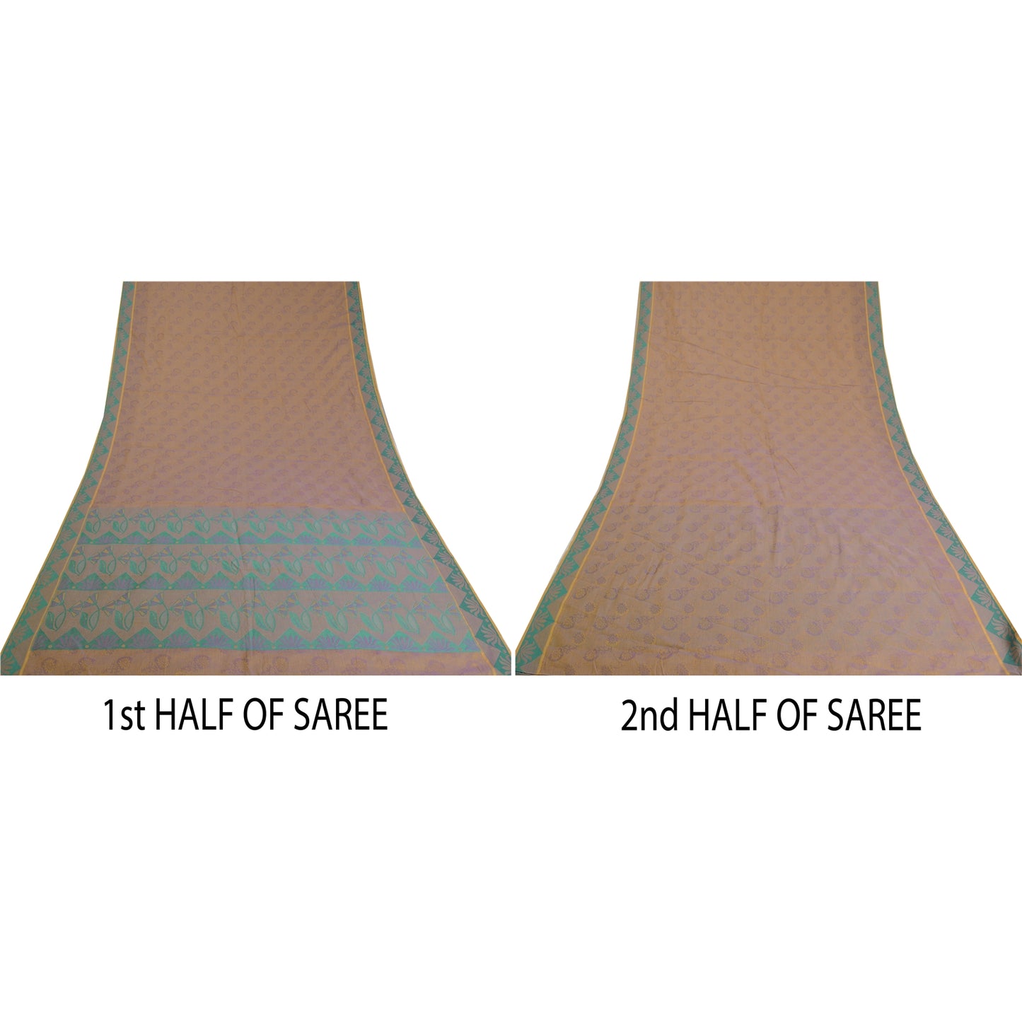 Sanskriti Vintage Pink Indian Sarees Cotton Silk Woven Sari 5 Yard Craft Sustainable Fabric