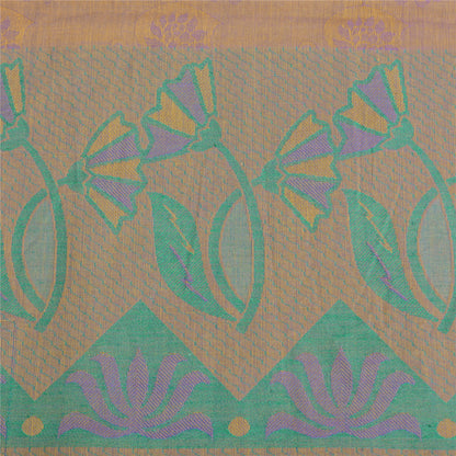 Sanskriti Vintage Pink Indian Sarees Cotton Silk Woven Sari 5 Yard Craft Sustainable Fabric