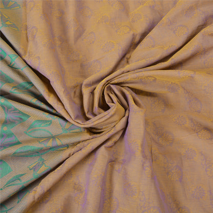 Sanskriti Vintage Pink Indian Sarees Cotton Silk Woven Sari 5 Yard Craft Sustainable Fabric