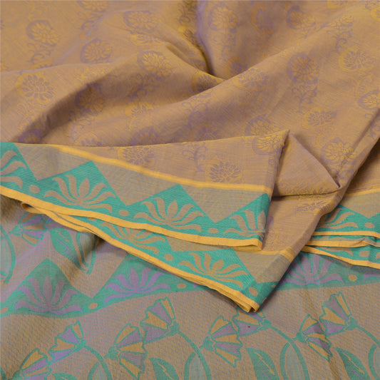 Sanskriti Vintage Pink Indian Sarees Cotton Silk Woven Sari 5 Yard Craft Sustainable Fabric