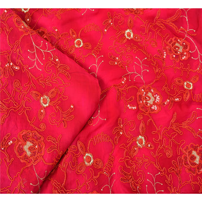 Sanskriti Vintage Pink Sarees Ren Georgette Broderet Tie-Dye Sari Bæredygtigt Stof