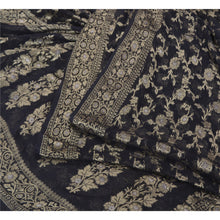 Load image into Gallery viewer, Sanskriti Vintage Black Bollywood Sarees Pure Georgette Silk Woven Sari Fabric
