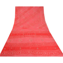 Load image into Gallery viewer, Sanskriti Vintage Red Sarees Pure Georgette Silk Hand Beads Bandhani Sari Fabric
