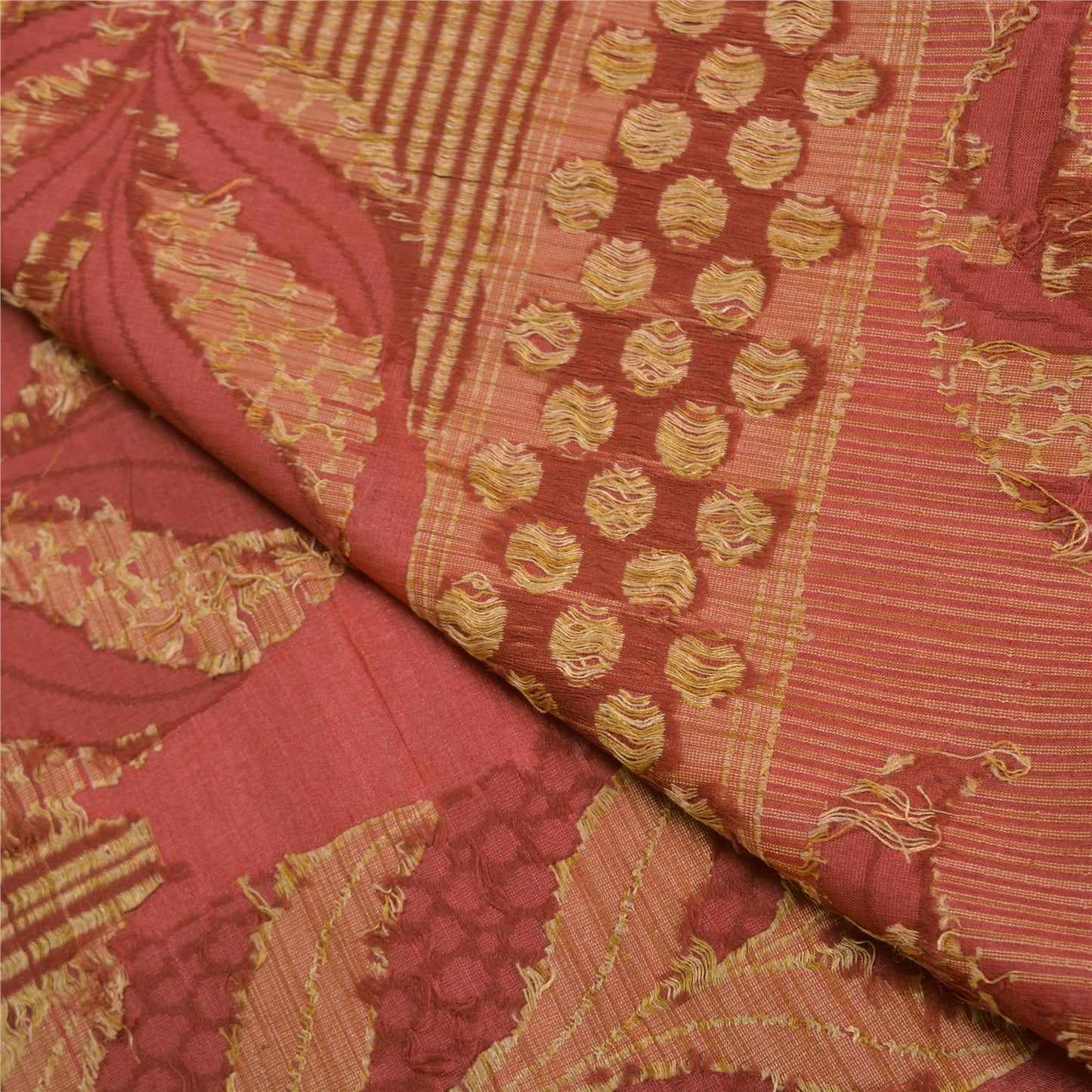 Sanskriti Vintage Pink Indian Sarees 100% Pure Silk Woven Sari Craft Sustainable Fabric