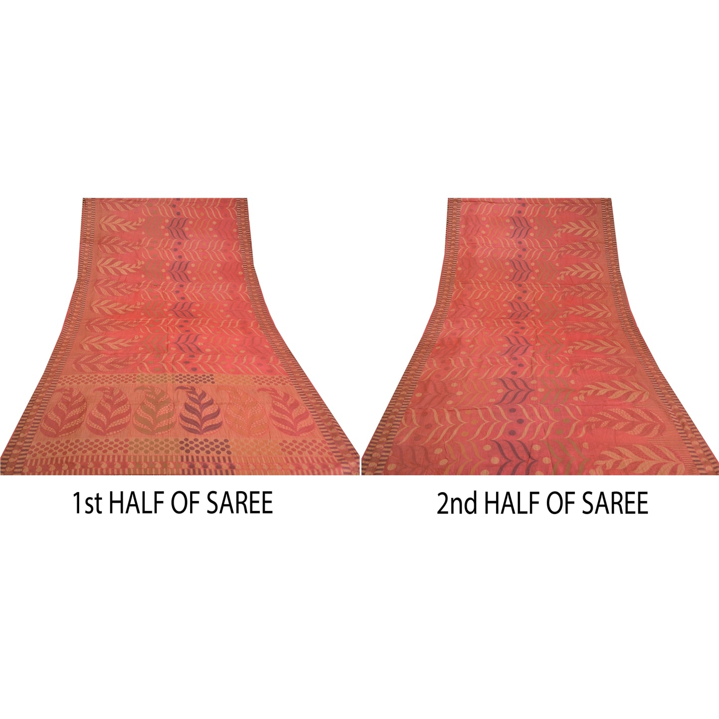 Sanskriti Vintage Pink Indian Sarees 100% Pure Silk Woven Sari Craft Sustainable Fabric