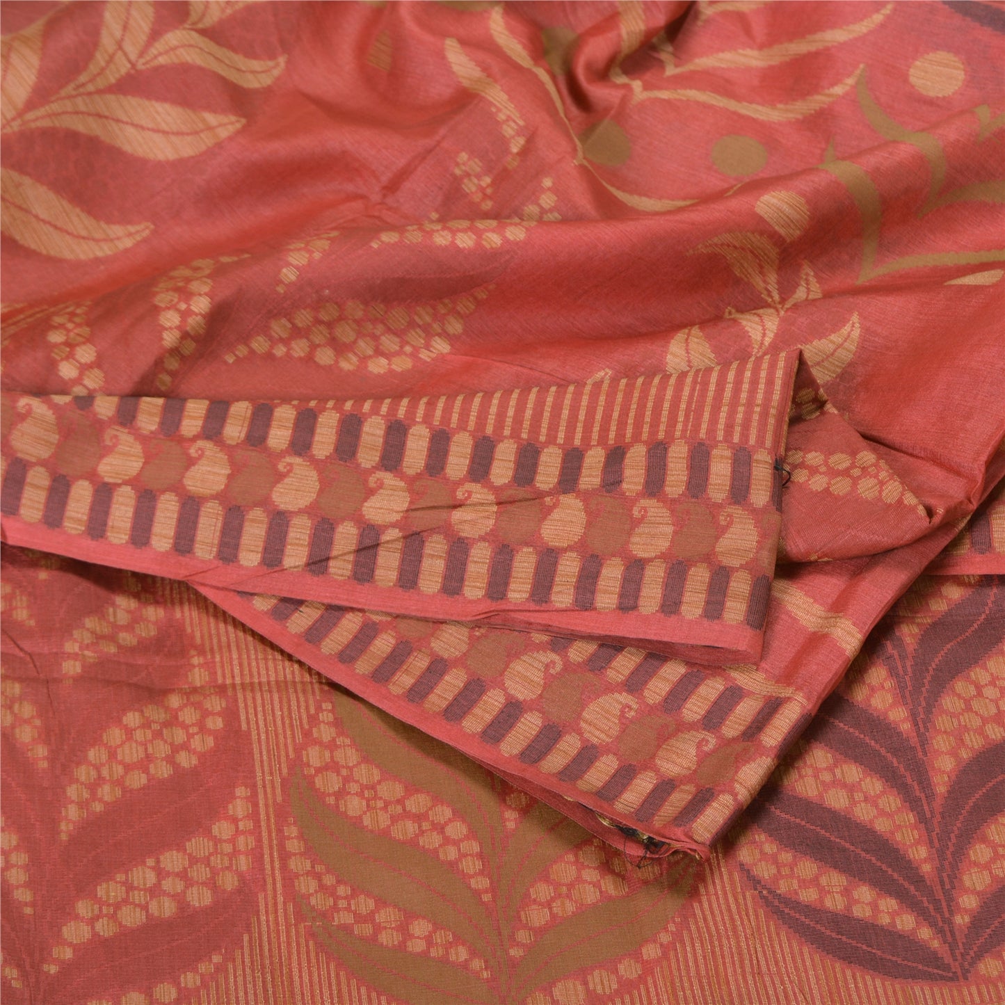 Sanskriti Vintage Pink Indian Sarees 100% Pure Silk Woven Sari Craft Sustainable Fabric