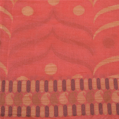 Sanskriti Vintage Pink Indian Sarees 100% Pure Silk Woven Sari Craft Sustainable Fabric