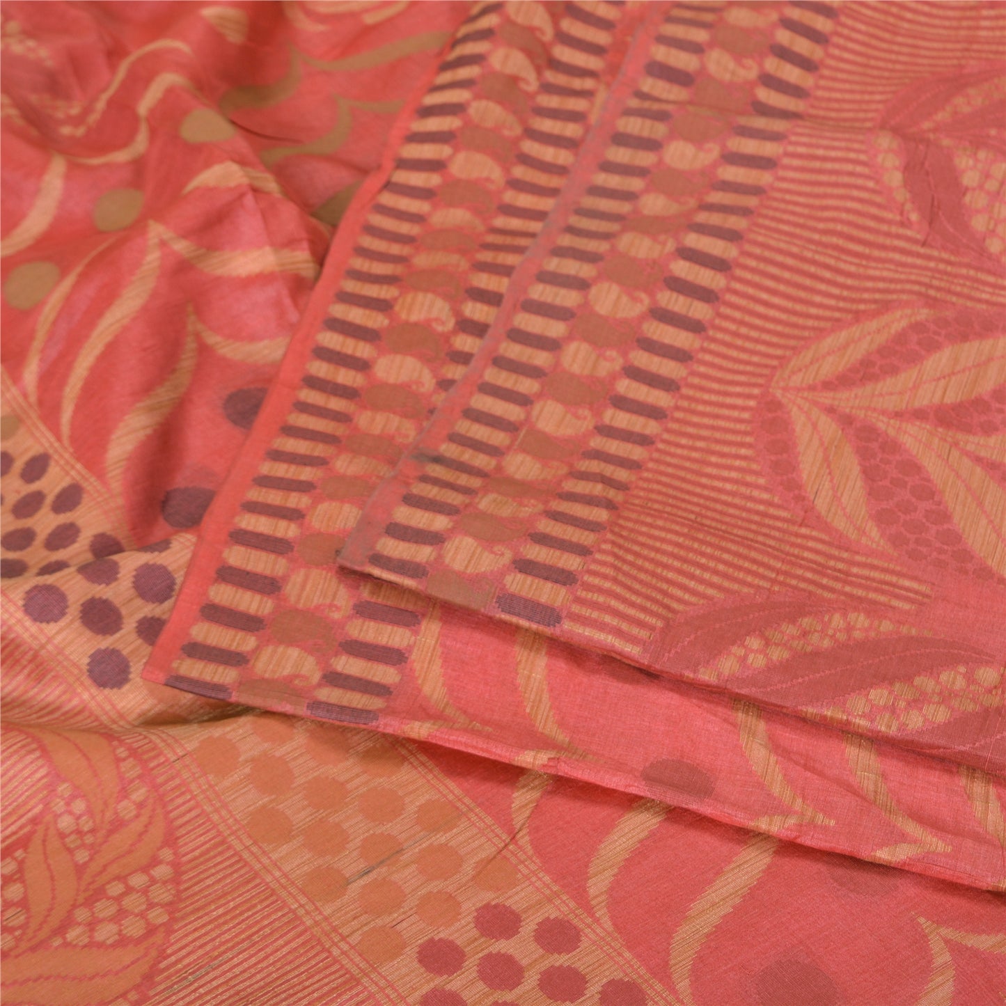 Sanskriti Vintage Pink Indian Sarees 100% Pure Silk Woven Sari Craft Sustainable Fabric