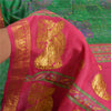 Sanskriti Vintage Pink/Green Sarees Pure Silk Woven Brocade/Banarasi Sari Sustainable Fabric