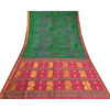 Sanskriti Vintage Pink/Green Sarees Pure Silk Woven Brocade/Banarasi Sari Sustainable Fabric