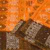 Sanskriti Vintage Saffron/Brown Indian Sarees 100% Pure Cotton Woven Sari Sustainable Fabric