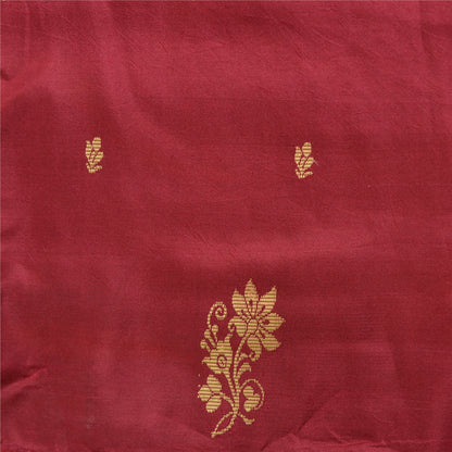 Sanskriti Vintage Brown/Dark Red Indian Sarees Pure Silk Hand-Woven Sari Sustainable Fabric