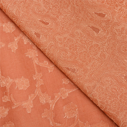 Sanskriti Vintage Peach Indian Sarees 100% Pure Silk Woven Sari 5 YD Sustainable Fabric
