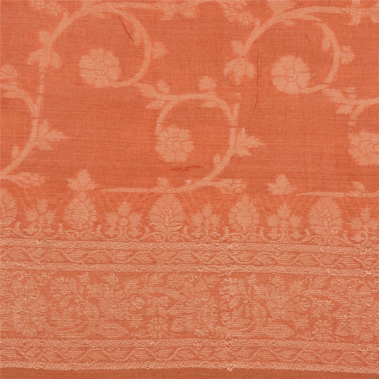 Sanskriti Vintage Peach Indian Sarees 100% Pure Silk Woven Sari 5 YD Sustainable Fabric