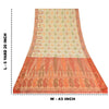 Sanskriti Vintage Peach/Ivory Indian Sarees Cotton Woven Premium Sari 5 YD Sustainable Fabric