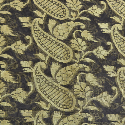 Sanskriti Vintage Black Indian Sarees Blend Silk Woven Premium Sari Craft Sustainable Fabric