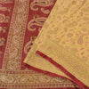 Sanskriti Vintage Dark Red/Cream Sarees 100% Pure Silk Woven Premium Sari Sustainable Fabric