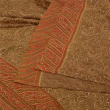 Load image into Gallery viewer, Sanskriti Vintage Orange Sarees Pure Silk Hand Beaded Kantha Sari Craft Fabric

