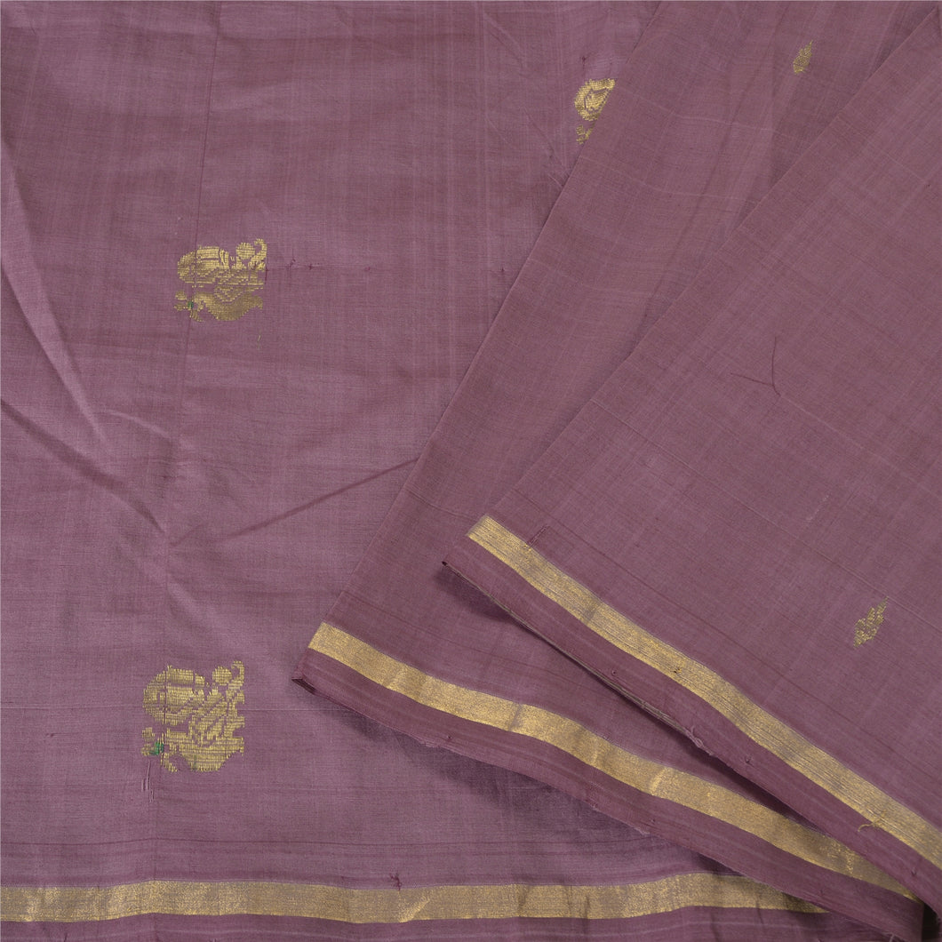 Sanskriti Vintage Purple Sarees Blend Silk Zari Peacock Premium Sari Fabric