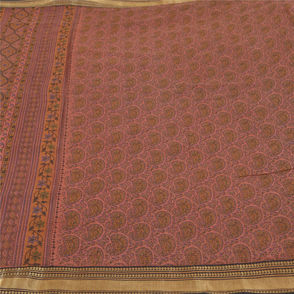 Sanskriti Vintage Pink Sarees Pure Cotton Block Printed Kota Doria Sari Sustainable Fabric