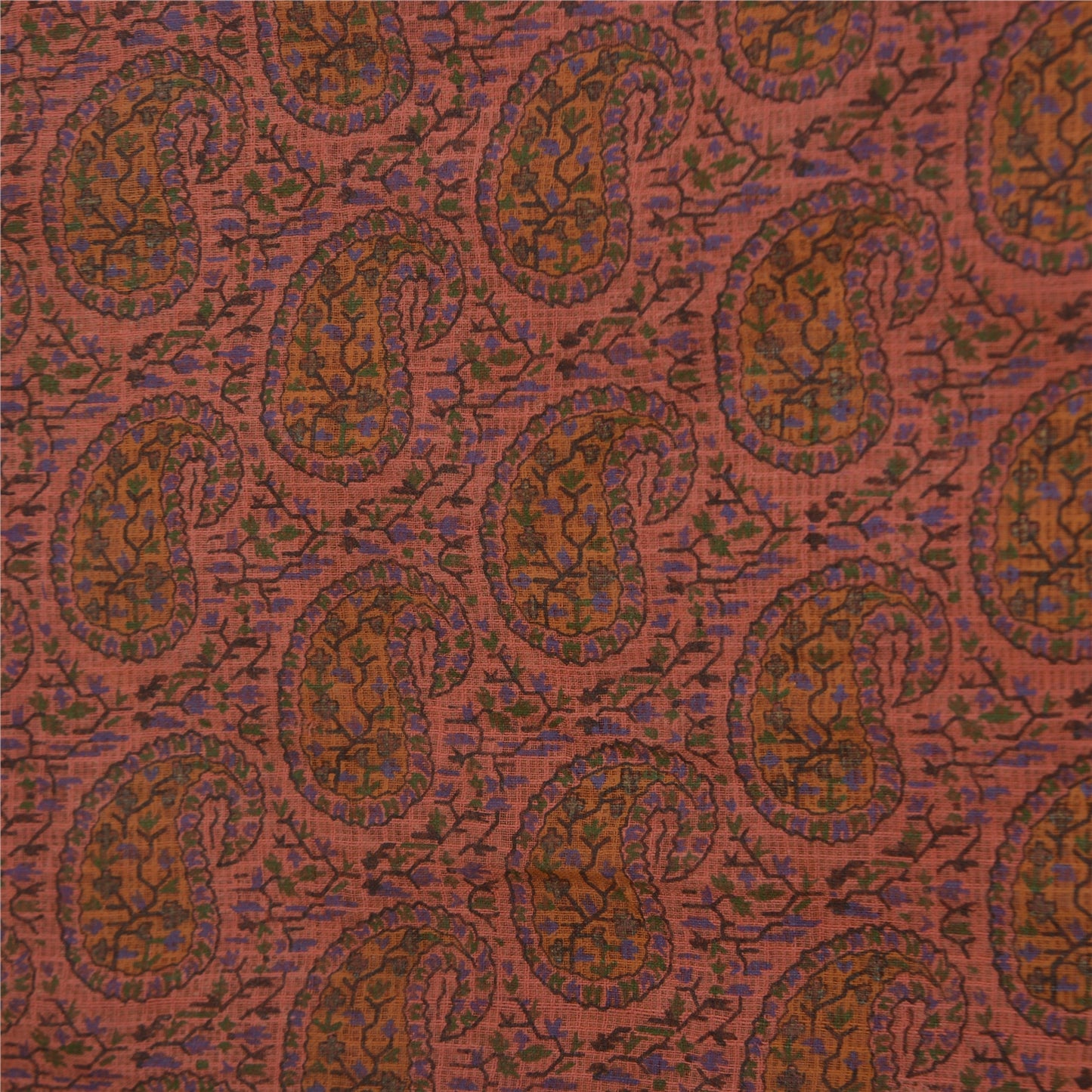 Sanskriti Vintage Pink Sarees Pure Cotton Block Printed Kota Doria Sari Sustainable Fabric