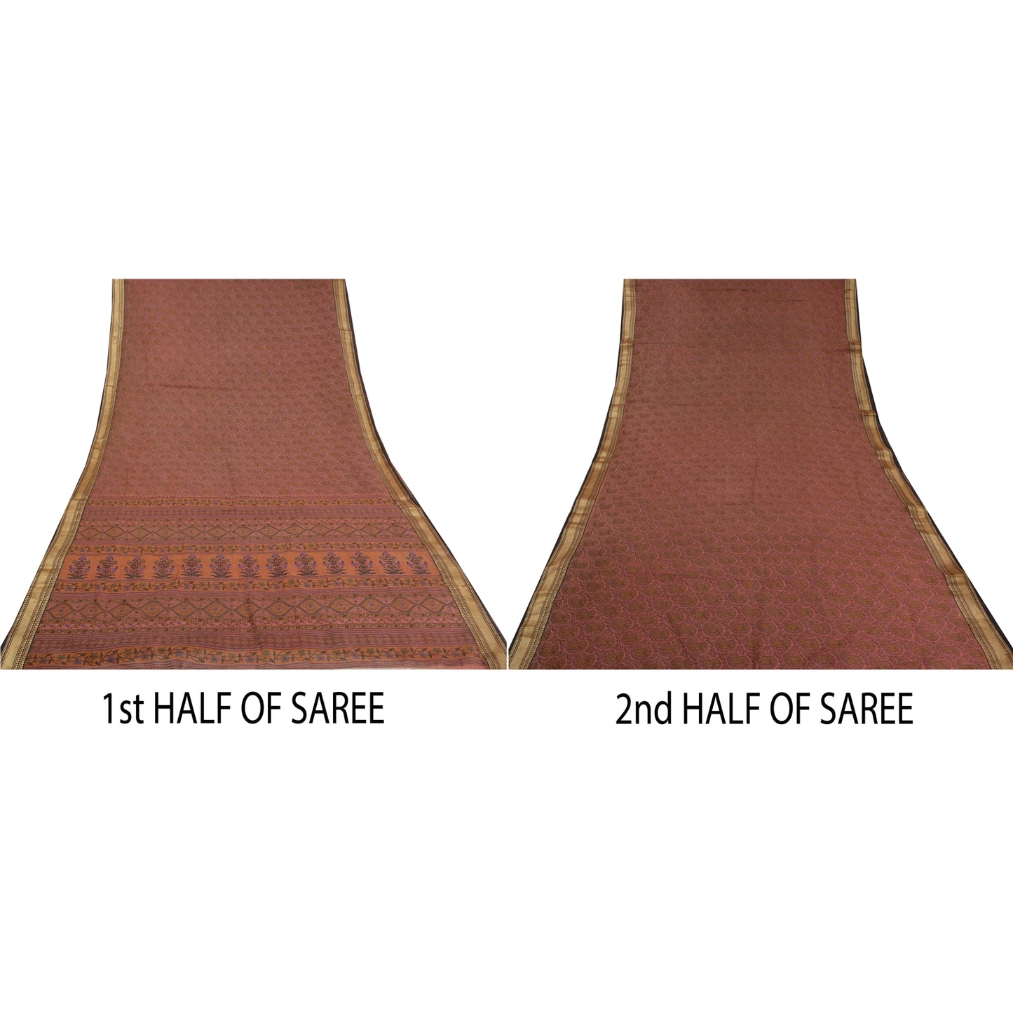 Sanskriti Vintage Pink Sarees Pure Cotton Block Printed Kota Doria Sari Sustainable Fabric