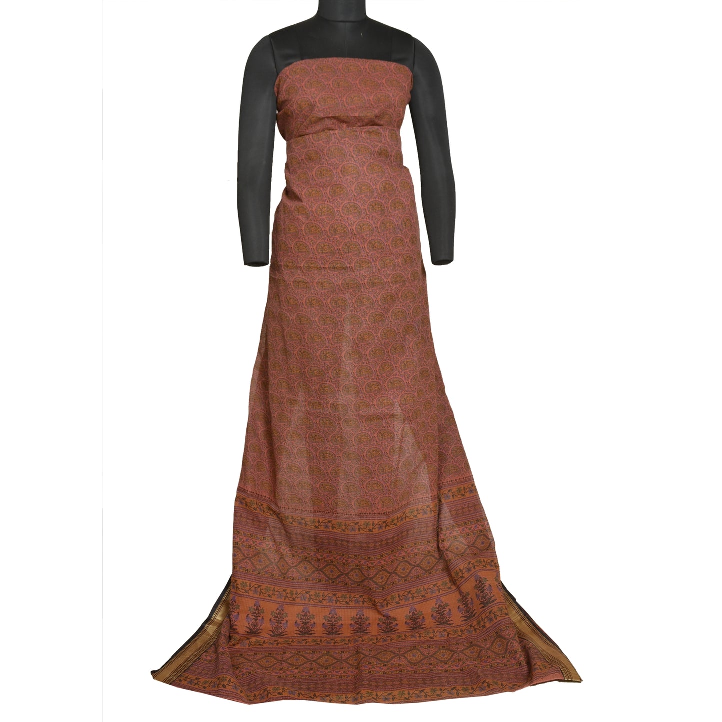 Sanskriti Vintage Pink Sarees Pure Cotton Block Printed Kota Doria Sari Sustainable Fabric