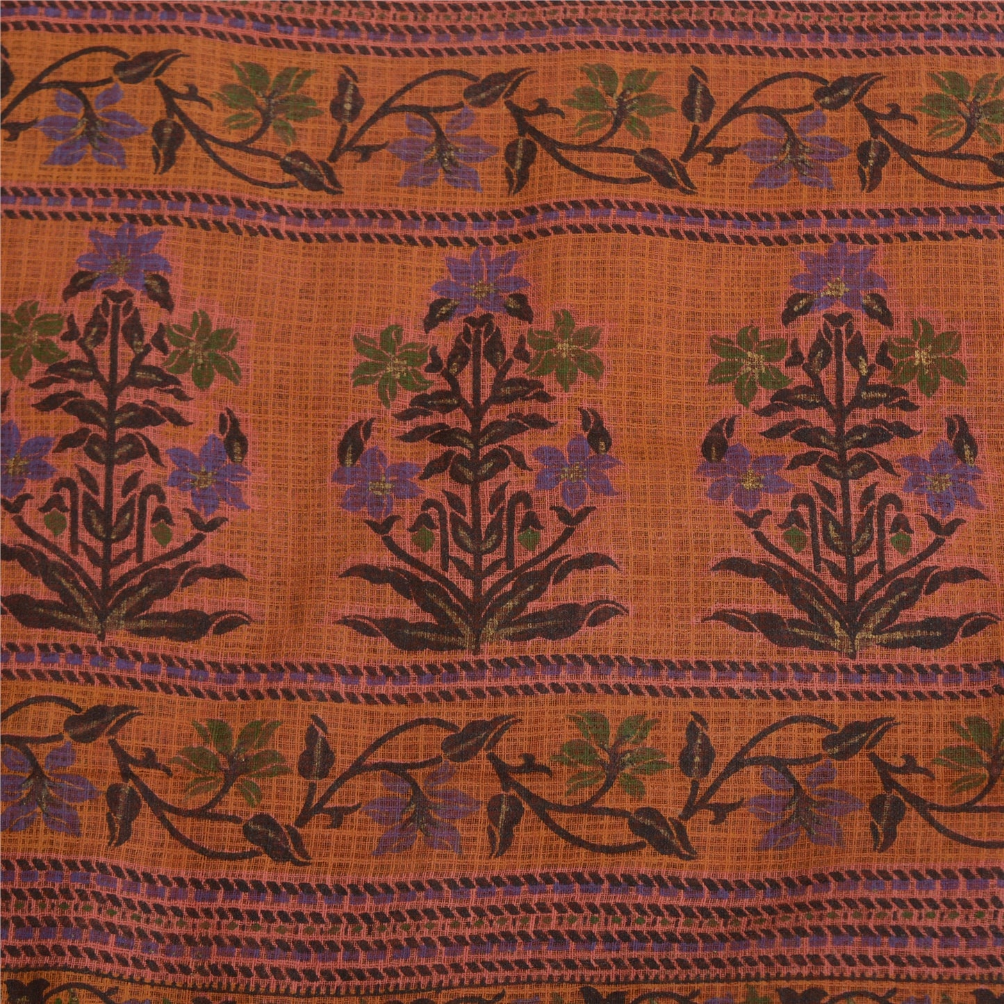 Sanskriti Vintage Pink Sarees Pure Cotton Block Printed Kota Doria Sari Sustainable Fabric