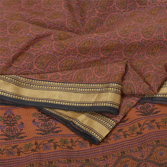 Sanskriti Vintage Pink Sarees Pure Cotton Block Printed Kota Doria Sari Sustainable Fabric