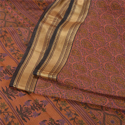 Sanskriti Vintage Pink Sarees Pure Cotton Block Printed Kota Doria Sari Sustainable Fabric