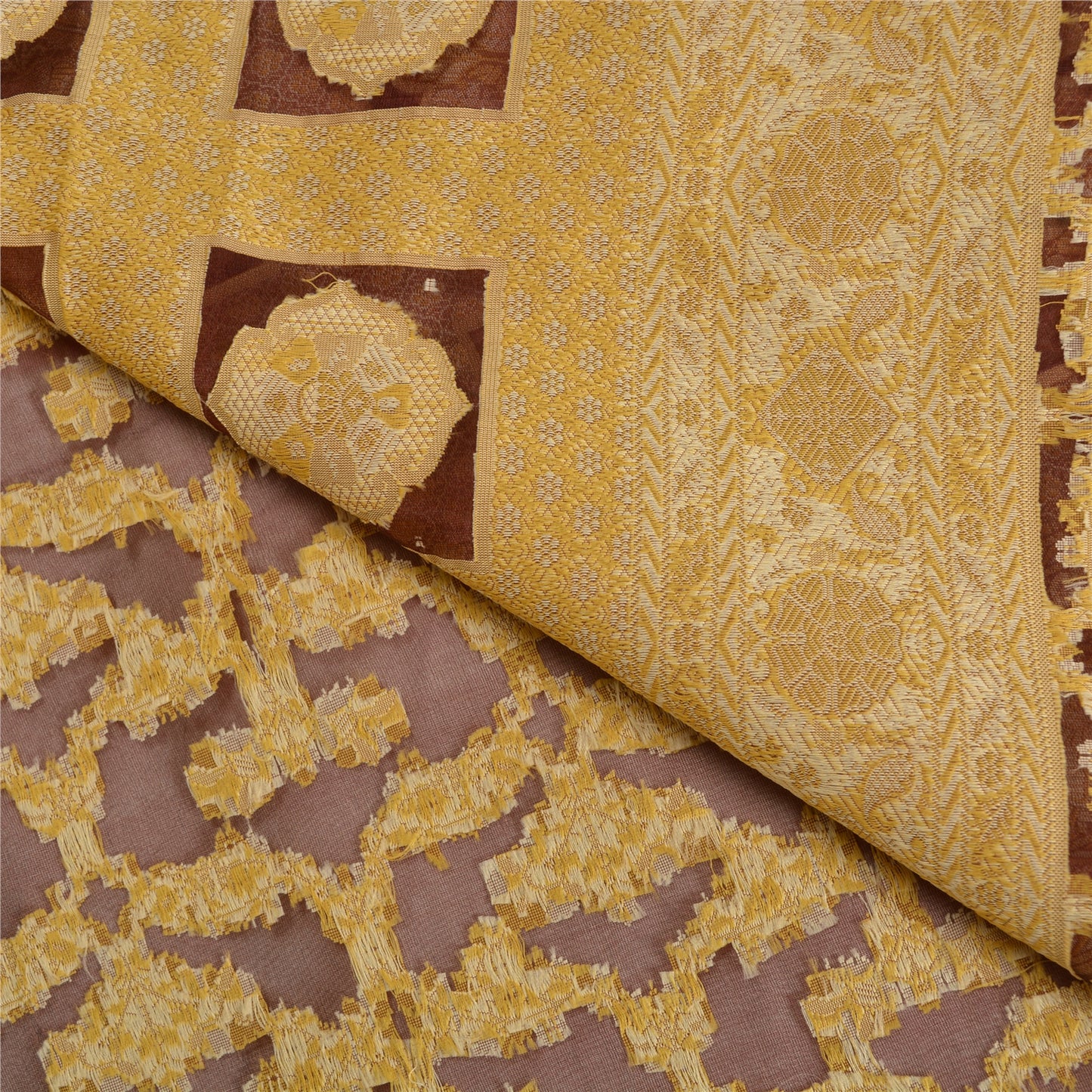 Sanskriti Vintage Dark Red Indian Sarees Pure Organza Silk Woven Sari Sustainable Fabric