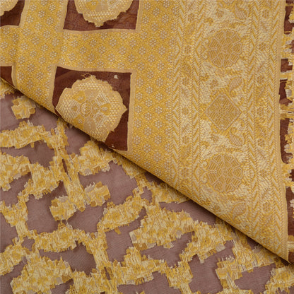 Sanskriti Vintage Dark Red Indian Sarees Pure Organza Silk Woven Sari Sustainable Fabric