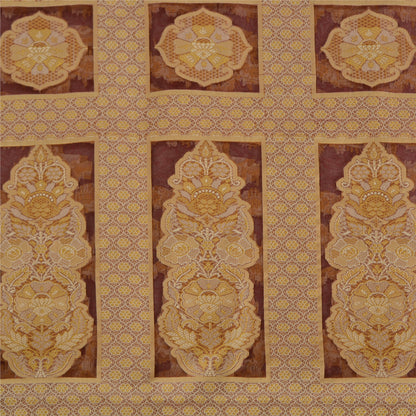 Sanskriti Vintage Dark Red Indian Sarees Pure Organza Silk Woven Sari Sustainable Fabric