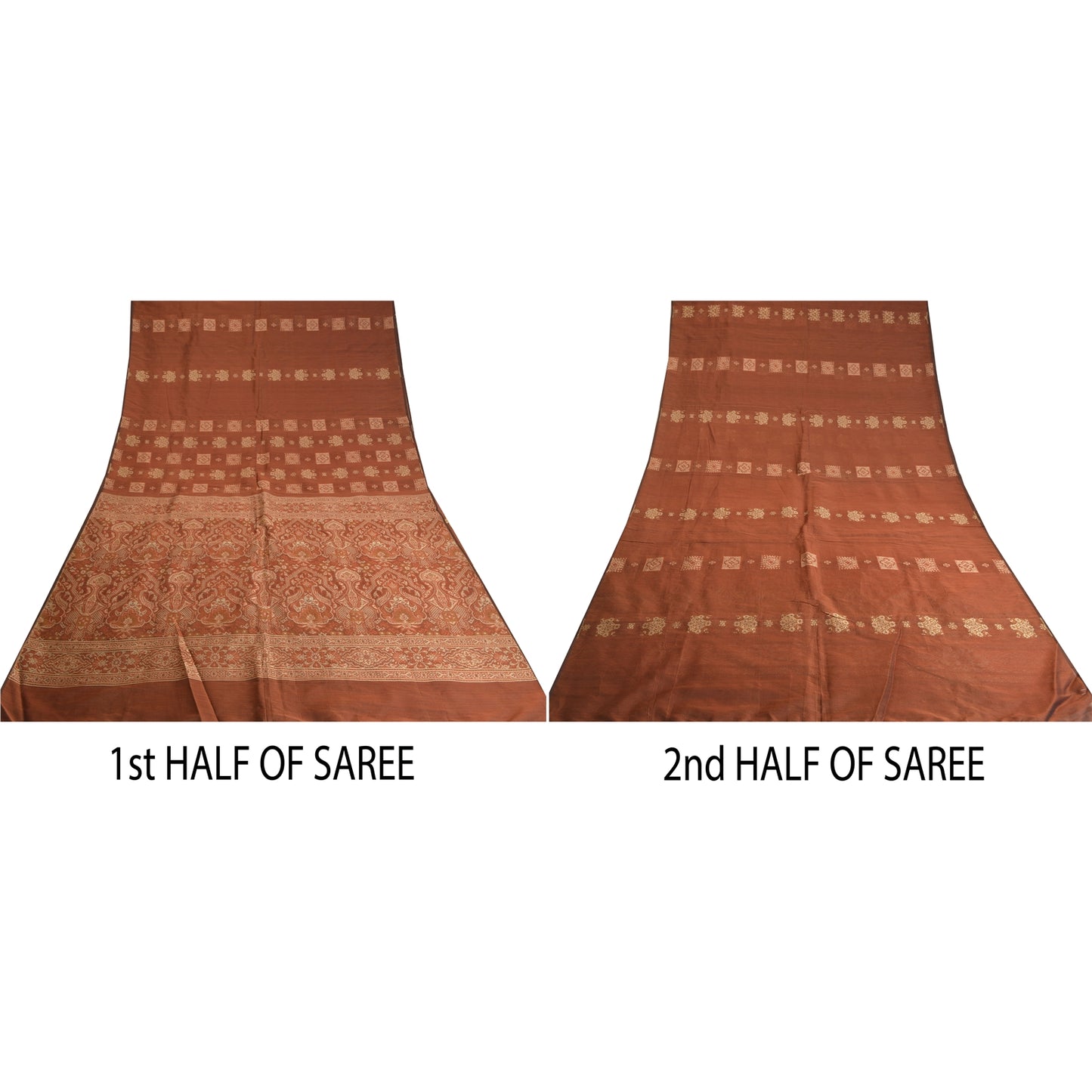 Sanskriti Vintage Copper Indian Sarees Blend Silk Woven Premium Sari Sustainable Fabric